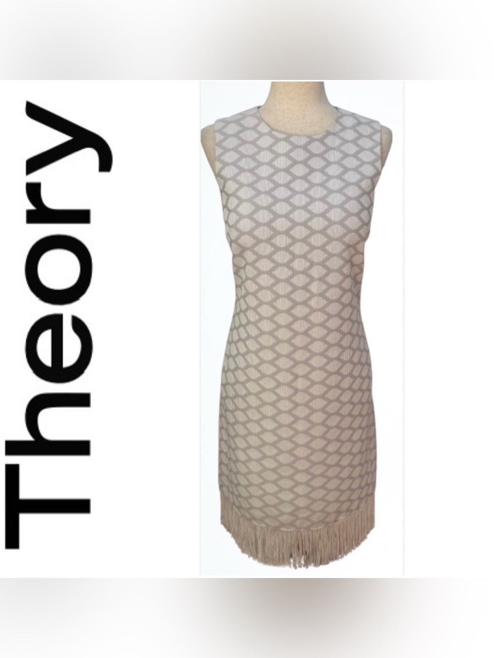 Theory Geometric Pattern Fringe Dress